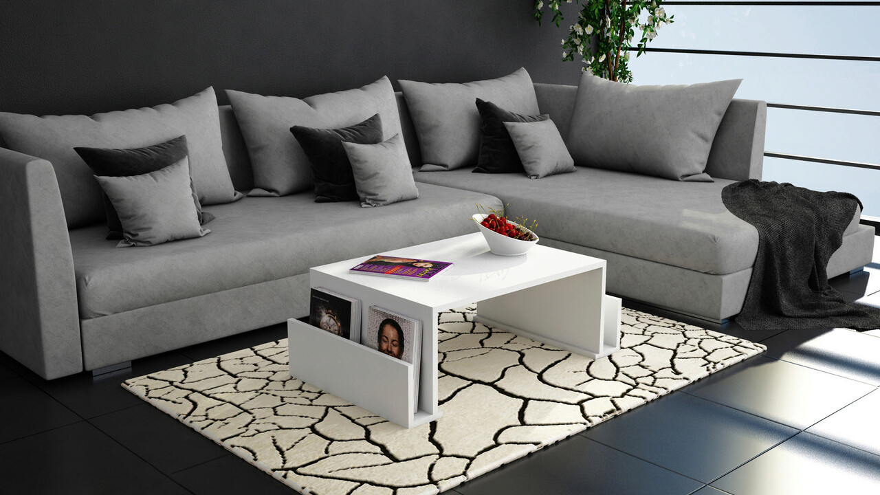 Masuta de cafea, Hanah Home, Magazin, 95x36.8x60 cm, Alb - imagine 4
